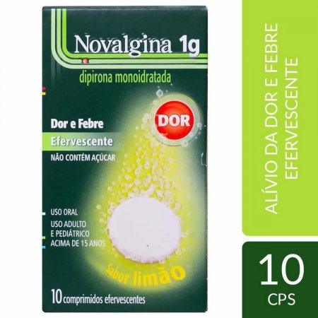 Novalgina 1g Sabor Limão com 10 comprimidos efervescentes