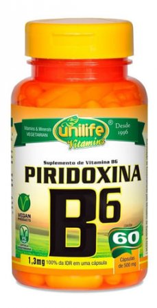 Vitamina B6 Piridoxina 60 Cápsulas 500mg - Unilife - A