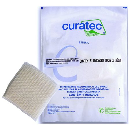 Gaze Antimicrobiana Curatec - Com Phmb - 10 X 10Cm