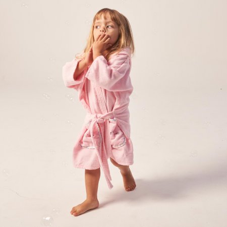 Roupão Bordado com Capuz Gata Rosa Baby Joy