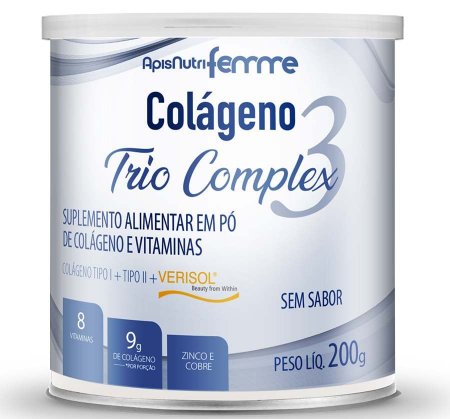 Colágeno Trio Complex Verisol + Tipo II Natural 200g Femme - ApisNutri