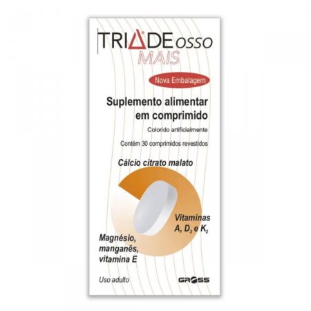 Suplemento Alimentar Triade Mais Osso com 30 comprimidos
