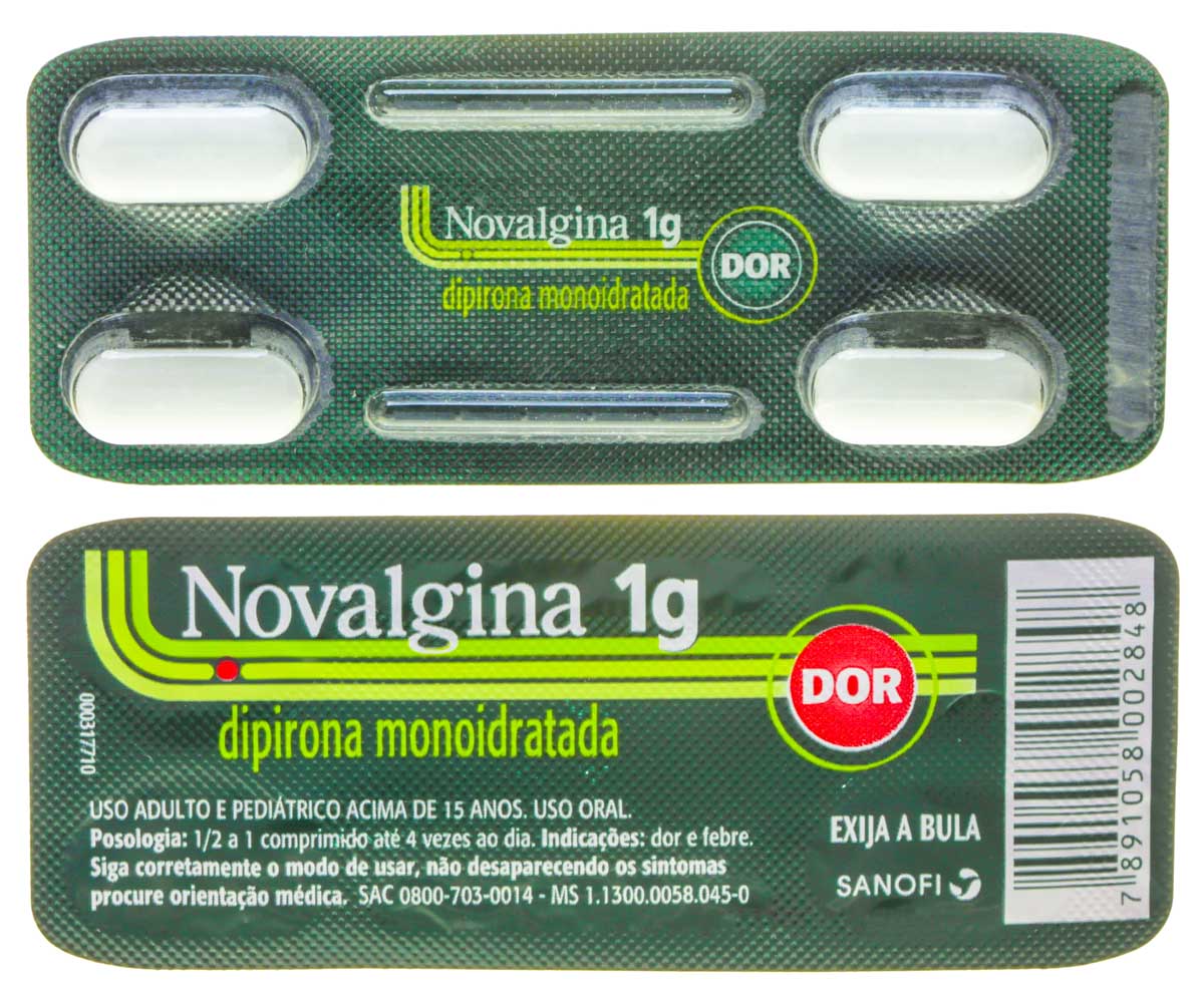 Novalgina 1000mg Sanofi Aventis 4 Comprimidos