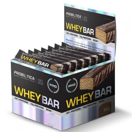 Whey Bar Low Carb Chocolate 24 Unidades Probiótica