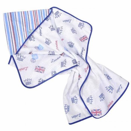 TOALHA DE BANHO FELPA ESTAMPADA COM FORRO BABYNICE MARINHO