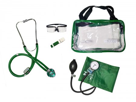 Kit Acadêmico Verde com Bolsa Transparente P.A. MED KPA402