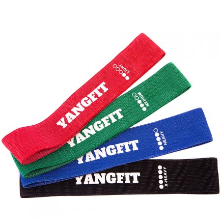 Kit Mini Band Tecido 4 Intensidades Faixa Elástica Yangfit