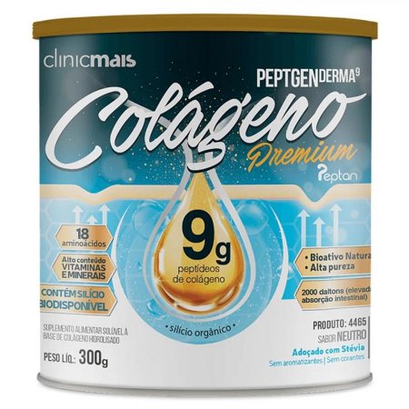Peptgen Derma 9 Peptideos de Colágeno Neutro 300g Chá Mais