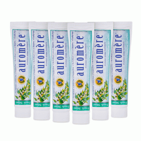 Kit Auromère com 6 Unidades da Pasta Dental Natural Ayurvédica Neem Orgânico e Peelu