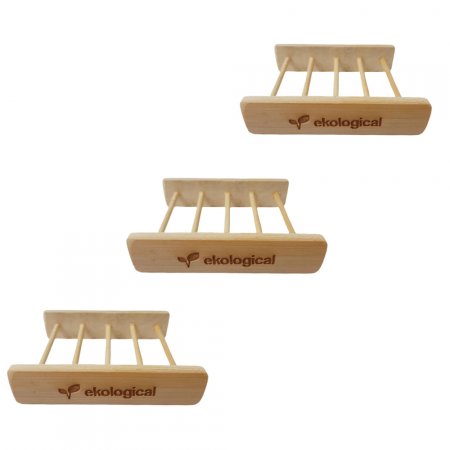 Kit 3 Saboneteiras de Bambu