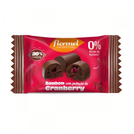 Bombom Flormel com Pedaços de Cranberry Zero Açúcar com 15g