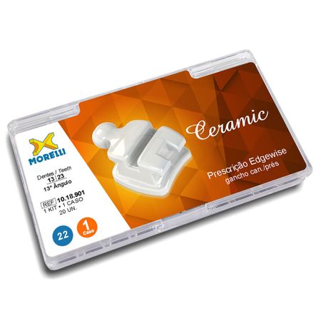 10.18.901 Kit de Bráquetes 01 Caso Prescrição Edgewise Ceramic .022 Gancho Canino - Morelli