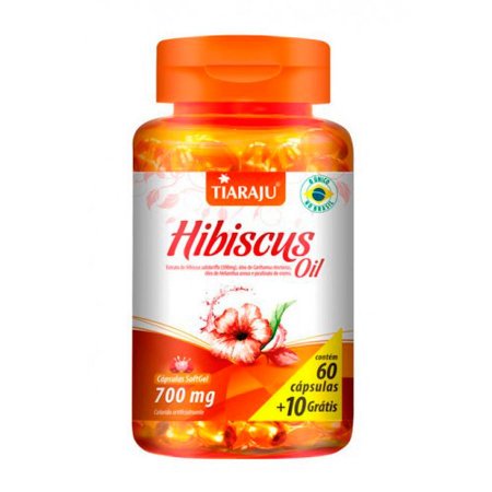 Hibiscus Oil 700mg 60 Cápsulas Grátis + 10 Cápsulas Tiaraju