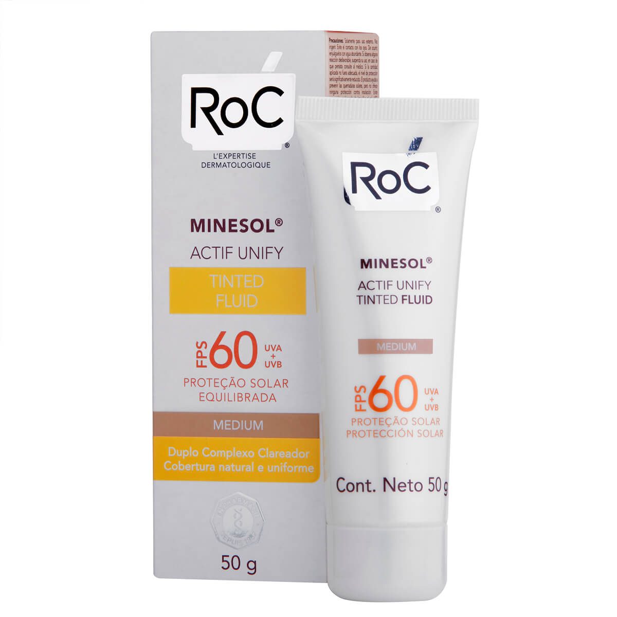 Protetor Solar Roc Minesol Actif Unify Tinted Fluid Medium FPS60