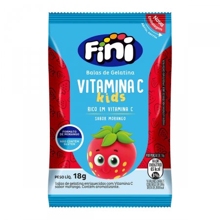Fini Bem-Estar Kids Bala de Gelatina de Vitamina C com Sabor de Morango com 18g
