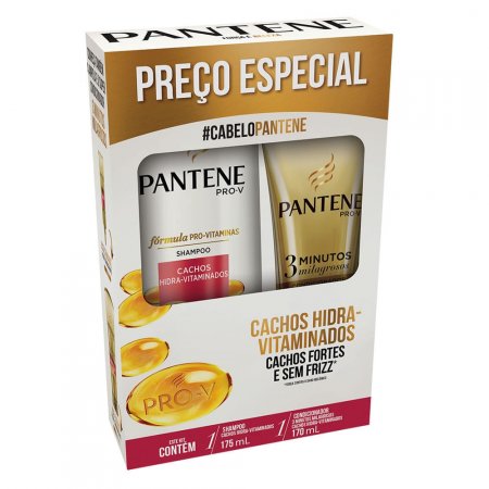 Kit Pantene Cachos Hidra-Vitaminados Kit - Shampoo + Condicionador 3 Minutos