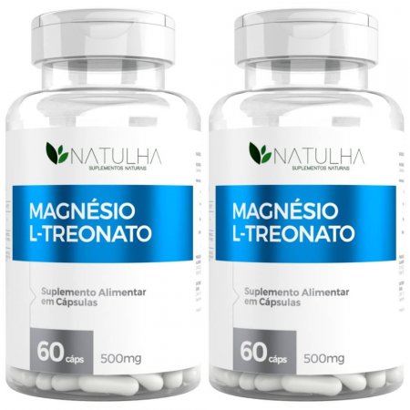 Kit 2 Magnésio L-Treonato 500mg Natulha com 60 cápsulas