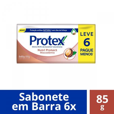 Kit Sabonete em Barra Protex Nutri Protect Macadâmia com 6 unidades de 85g cada