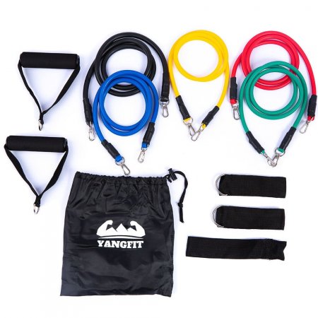 Kit Elástico Extensor com 11 Itens Treino Funcional Yangfit