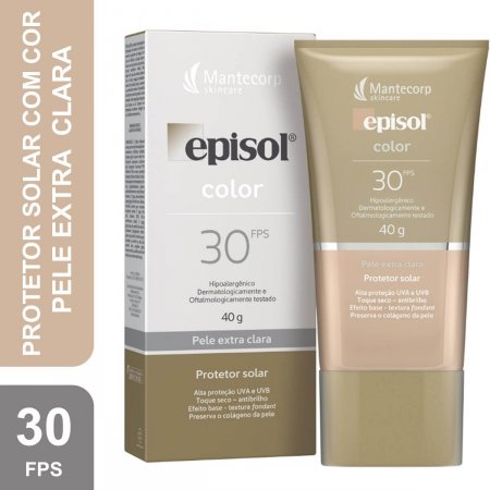Protetor Solar Facial Episol Color Pele Extra Clara FPS30