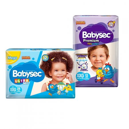 Kit 28 Fraldas Babysec Ultrasec Xxg E 12 Babysec Premium Xxg