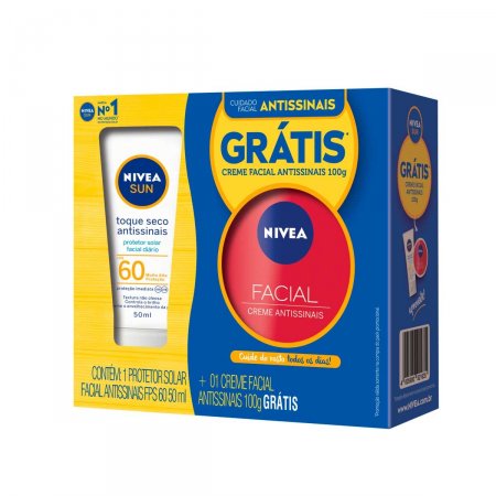 Kit Nivea Sun Protetor Solar Antissinais FPS60 + Creme Facial Antissinais com 100g