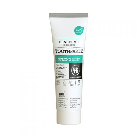 Pasta Dental Urtekram Vegana e Orgânica para Dentes Sensíveis Extra Menta Bio9 75ml