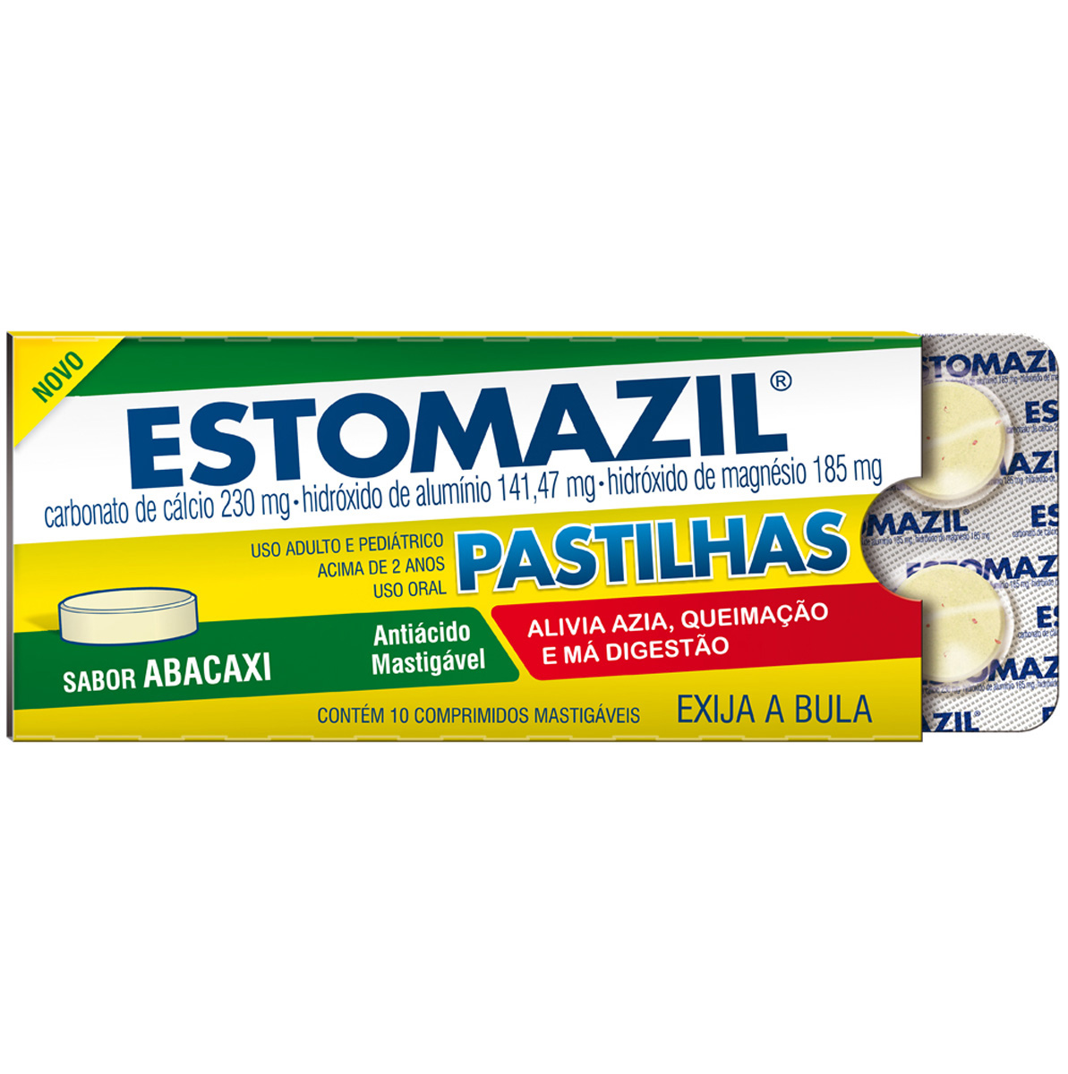 Estomazil Sabor Abacaxi 10 Pastilhas Mastigáveis