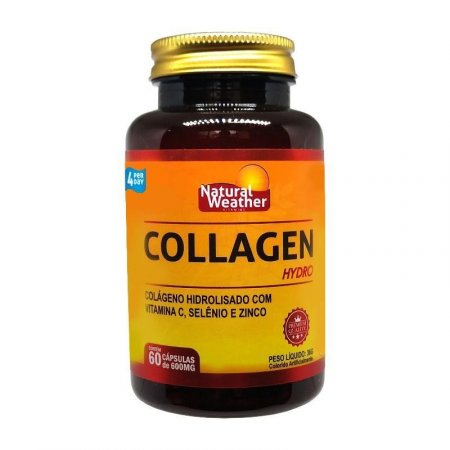 COLLAGEN HYDRO com vitaminas e minerais Natural Weather Colágeno Hidrolisado - 60 Cápsulas