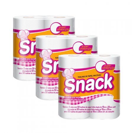 Papel Toalha Folha Dupla Snack 300 Folhas