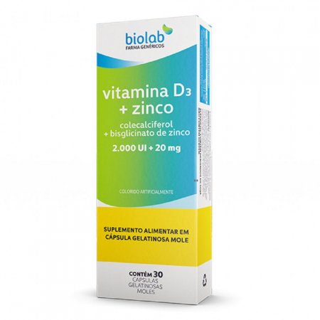 Vitamina D3+Zinco Biolab  2000UI/20mg 30 Cápsulas