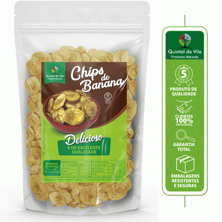Banana Chips Salgada Com Sal Rosa Crocante, Fresquinha e Saborosa - 1kg