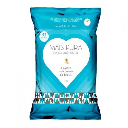 Pipoca Artesanal Sabor Caramelo e Coco Mais Pura 150g