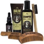 Kit Shampoo + Balm + Óleo + Pentes De Madeira Barba De Macho