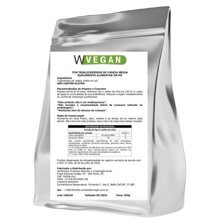 TCM WVegan Trigliceridos de Cadeia Media 500 g
