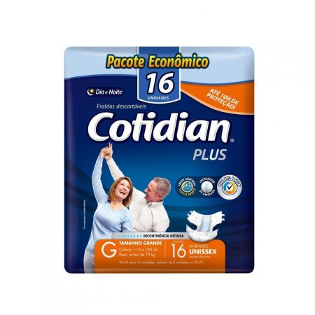Fralda Geriátrica Softys Adulto Cotidian Plus G C/16