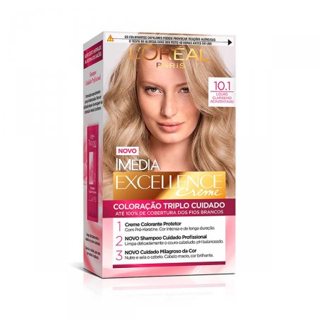 Tintura Permanente Imédia Excellence Creme 10.1 Louro Claríssimo Acinzentado com 1 Unidade