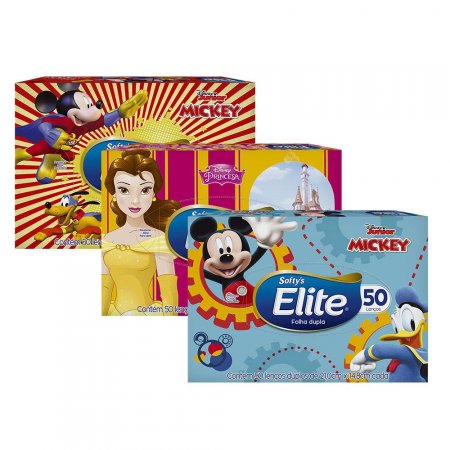 Lenço De Papel Elite 3 Pacotes Disney Sortidos
