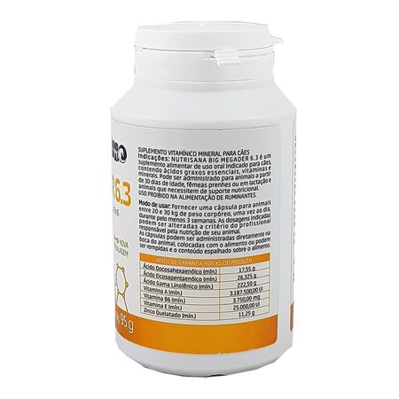 Nutrisana BIG Megader 6,3 60 caps Mundo Animal Suplemento Pelo Cães