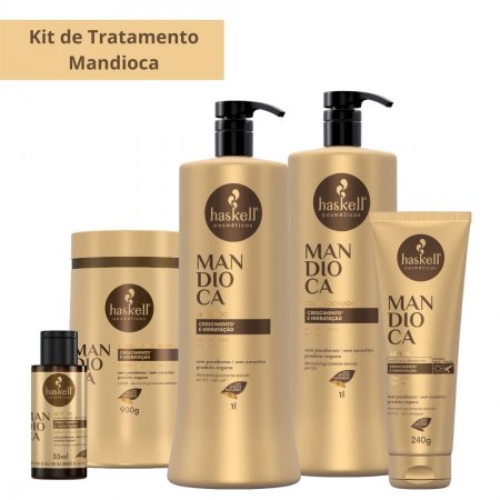Kit Haskell Mandioca Shampoo + Condicionador + Mascara + Leave in e Nectavita (G)