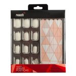 Conjunto de Unhas Postiças Autoadesivas Needs Branco Tamanho Médio com 24 Unidades