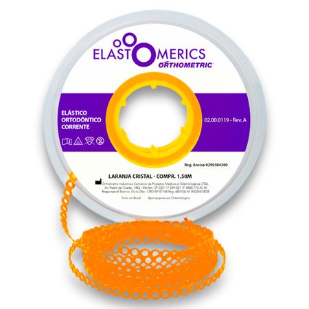 Elastômeros Corrente 1,5m Laranja Cristal - Orthometric Elastômeros Corrente 1,5m Médio Laranja Cristal - Orthometric