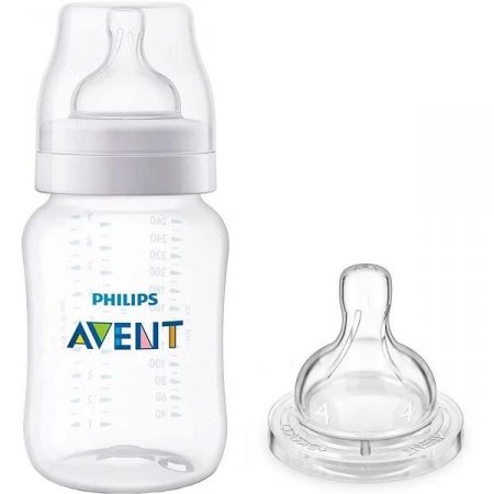 Mamadeira ANTI-COLIC 260ML Transparente + Bico Nº4 Philips AVENT SCD809/17