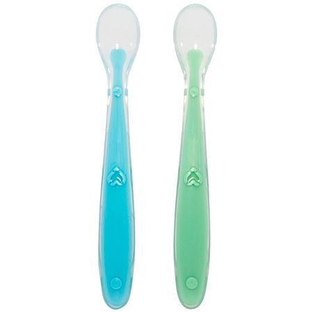 Kit 2 Colheres de Silicone Azul e Verde (6m+) - Buba BUBA13915 KIT COLHER SILICONE BABY 2 PÇS AZUL/VERDE
