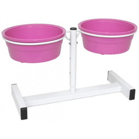 Comedouro Plastico Suporte Regulavel Rosa-nº1