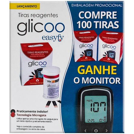 Kit Monitor de Glicemia + 100 Lancetas Glicoo Easyfy
