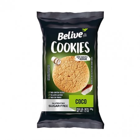 Cookie Belive Zero Sem Glúten com Pedaços de Coco 34g