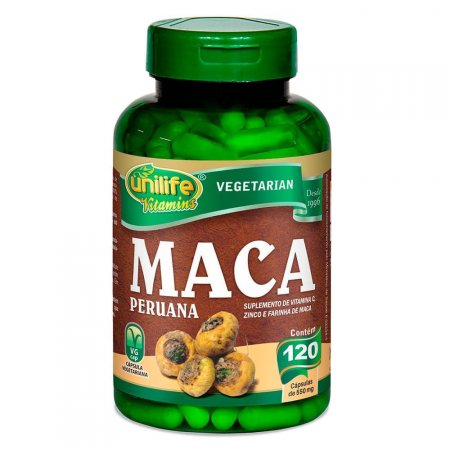 Maca Peruana Vitamina C + Zinco 550mg 120 Cápsulas Unilife