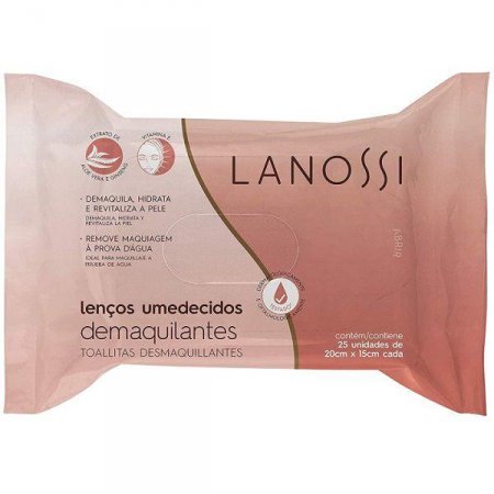 Lenços Umedecidos Demaquilante 25 Unidades Lanossi LS8004