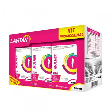 Kit Suplemento Vitamínico-Mineral Lavitan A-Z Mulher com 3 unidades de 60 comprimidos